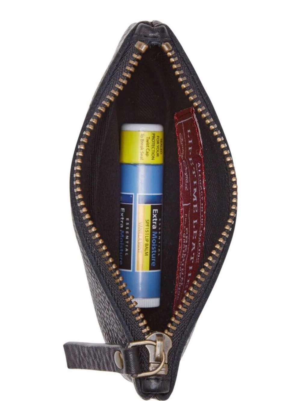 Duluth Trading Co. Black Pebble 100% Leather Lifetime Zipper Pouch with Dust Bag